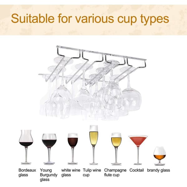 Under skab vin stativ opbevaring rack til glas holder 2,17 tommer dyb