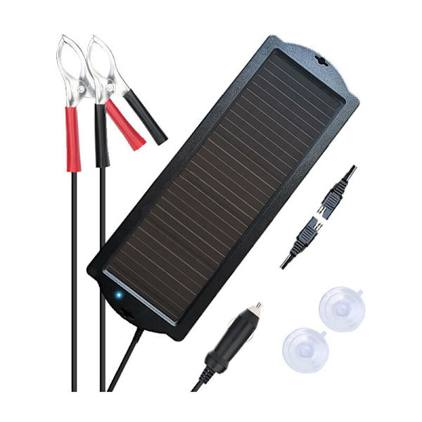 Solcelle Batteri Trickle Oplader, 1.5W Solcelle Batteri Oplader Bil, Vandafvisende Bærbar Amorft Solpanel Til Bil, Motorcykel, Båd, Marin