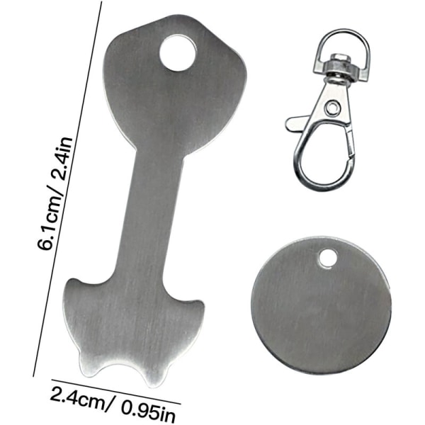 Token-formad nyckel för kundvagn[2 delar], löstagbar varukorgsnyckelring för vagn i rostfritt stål, släpper vagnar utan mynt eller polletter,