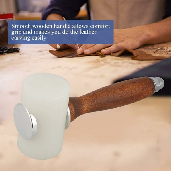 Læderhammer Træhåndtag T Nylon Hoved Værktøj til DIY Læder Udskæring Læder Håndværk