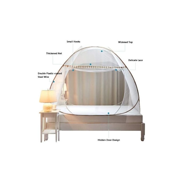 Hopfällbart Pop Up-säng Myggnät Stor Kupoltält Myggnät Enkel Dörr Camping Myggnät Enkel Installation för Sovrum Coucher100Cm(B) 190Cm(L)