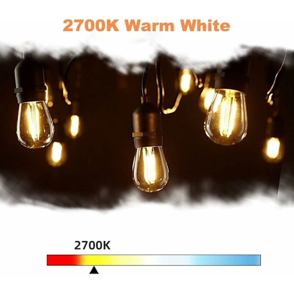 Set med 6 - Retro LED-lampor E27 S14 2W Varmvit 2700K för utomhusgirlander