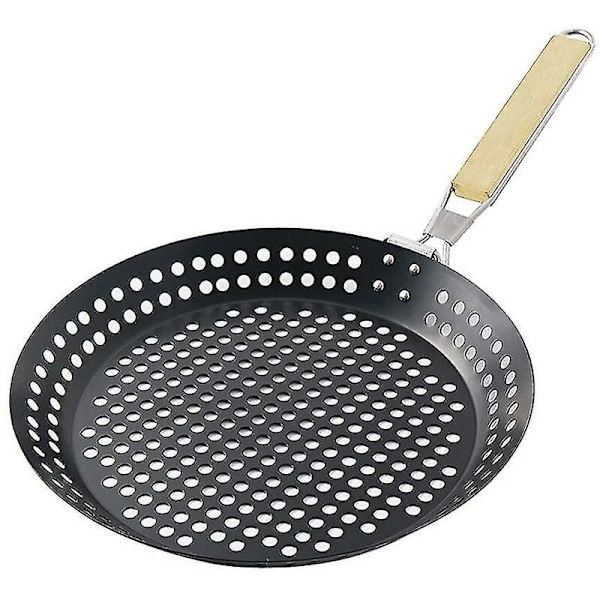 Bærbar Stekepanne i Jern, Rund og Foldbar, for Piknik, Grill, Biff og Steking