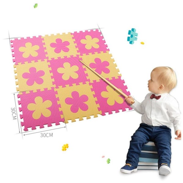 9 st Baby Play Puzzle Mat Blommor Form EVA Skumplatta Inter Interlocking Mat Barn Lekmatta Krypmatta Aktivitetsgolvmatta