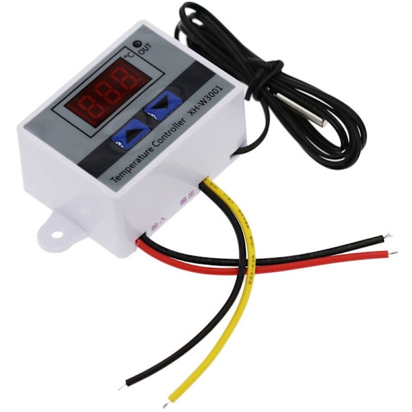 Digital Temperaturregulator Display Termostat Kontrollbryter og Termistorsensorer Temperatursonde (12V 120W)