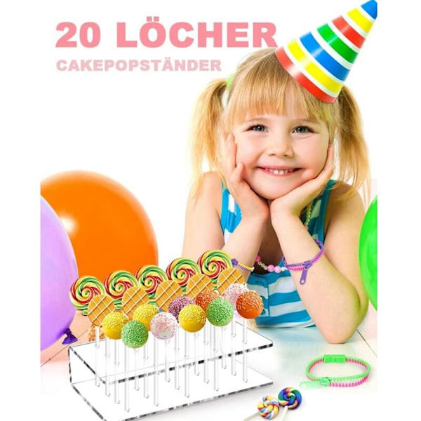 2 stk kakepopstativ, med 100 kakepopstenger, 20 hull, lollipopstativ, lollipopstativ for godteri, dekorasjon, bursdag