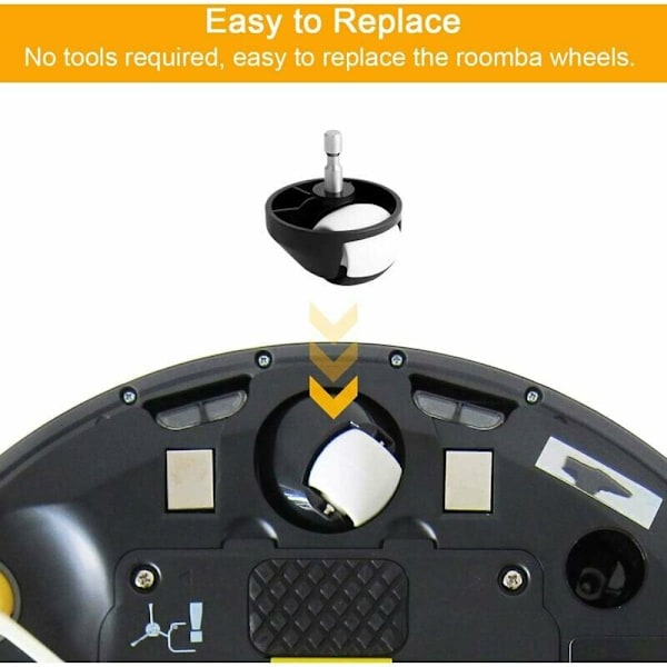 2-pack Ersättningshjul för hjuluppsättning för iRobot Dammsugare Roomba 500 600 700 800 900-serien 560 620 650 770 780 880 980 960