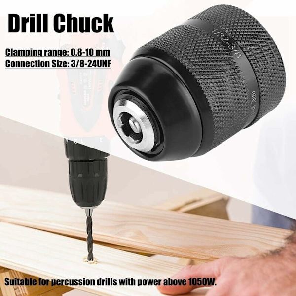 0,8 mm-10 mm nyckellös borrchuck, 3/8\" gängad chuckless elektrisk borrchuck för elektrisk borr