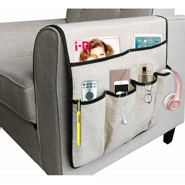 Stor sofaarrangør Caddy Organizer, skridsikker fjernbetjening til tv, opbevaringspose til sofaarmlæn, 19,7x35 tommer-