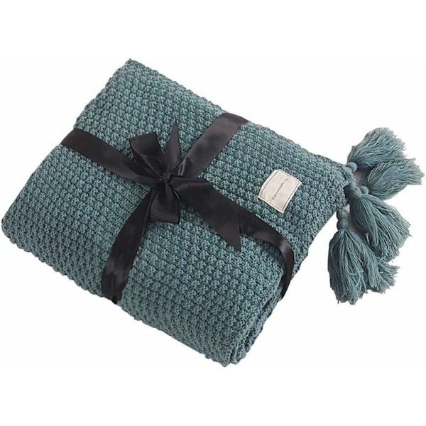 Neulepeitto Plaid Sohva Vuodepeite Pöytämatto Pehmeä Lämmin Skandinaavinen Vuodepeite Käsintehtyllä Reunuksella Rannalle Piknikille Kaikkiin Vuodenaikoihin (Matcha Vihreä, 180 x 200cm)