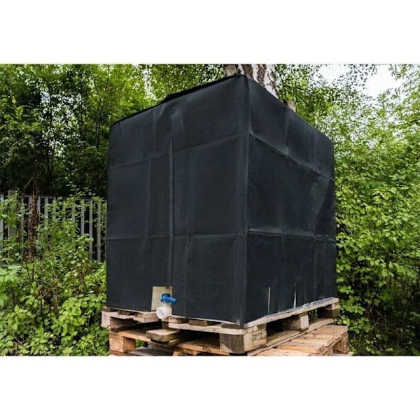 Tarp IBC Tank Skydd 120 x 100 x 116 1000 L - HDPE, Svart, Tankbehållare Skydd 210D Regnvatten Tank Tank