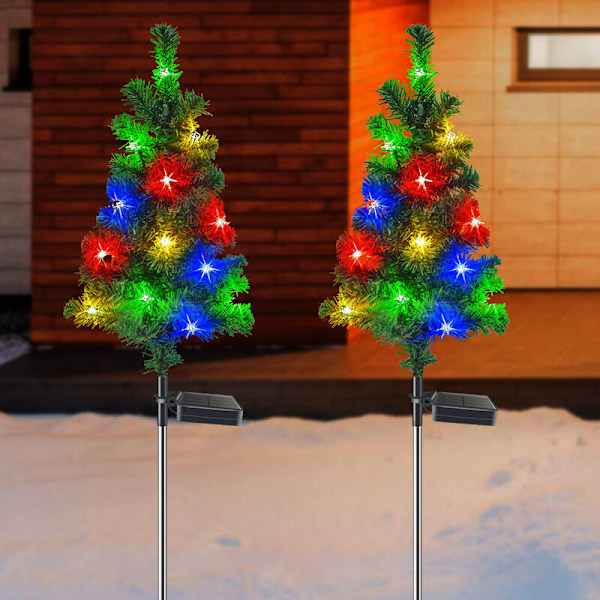 Solcells LED-julklappsträdbelysning 2 st 75 cm Utomhusbelysning Dekorativ landskapsbelysning Perfekt för en trädgård eller gräsmatta