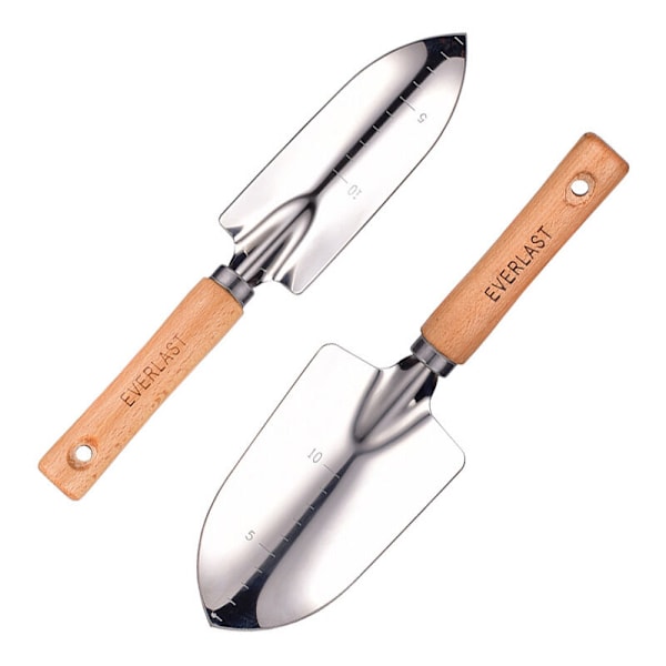 Hagespade i rustfritt stål med trehåndtak, for planting av blomster, frøplanter, jernhakk, hageredskaper, hagespade i rustfritt stål, blomster