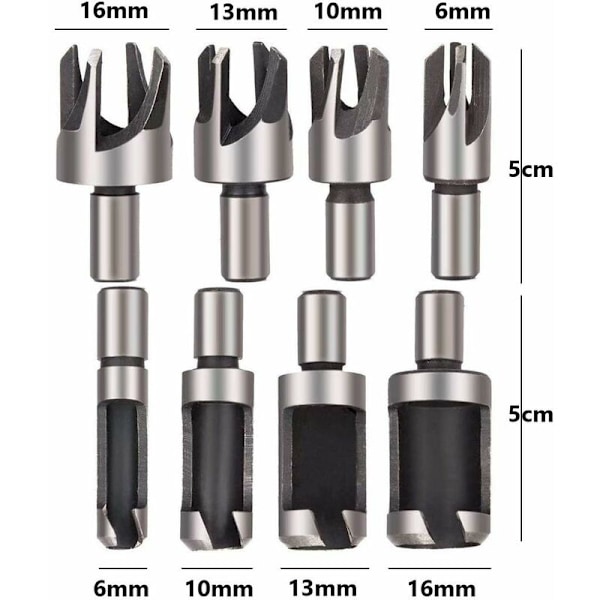 26-delad Frässet, 8-delad Träpluggfräs, 7-delad Trepunktsfräs, 6-delad Fräs, 3-delad Stegfres