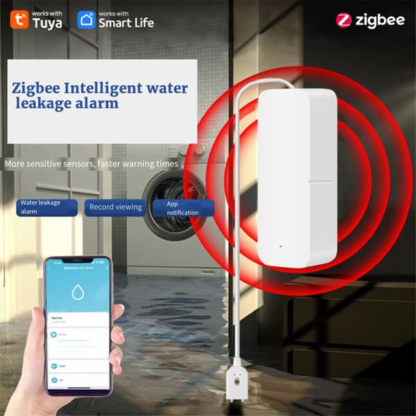 Tuya ZigBee läcklarmsnivåsensor översvämningsläckdetektor vattenlarm överflödeslarm säkerhetssystem för smarta hem