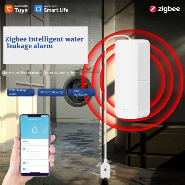 Tuya ZigBee lækagealarm niveau sensor oversvømmelse lækagedetektor vandalarm overløbsalarm sikkerhedssystem til smart home