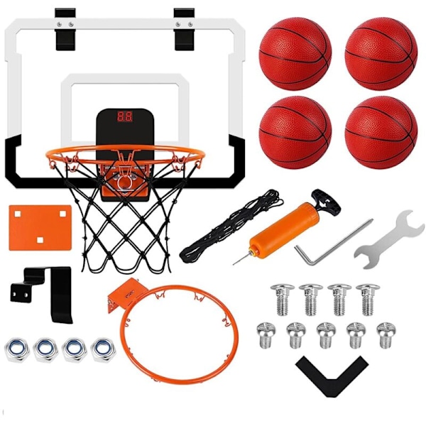 Mini Basketbollkorg för inomhus med elektronisk display - för dörr och vägg, kontorsrum, basketkorg för tonåringar, vuxna