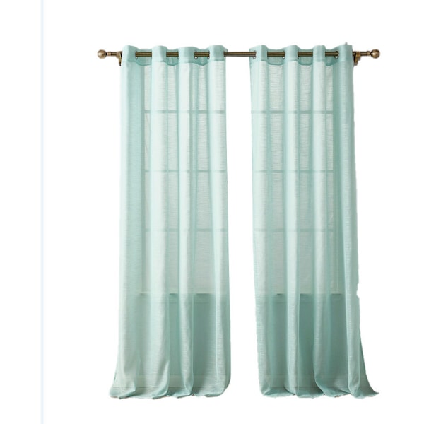 Lyhyet, läpikuultavat voile-verhot silmukoilla pellava-lookissa, sopivat olohuoneeseen, makuuhuoneeseen ja lastenhuoneeseen, sininen, 160×140cm (K×L), 2 kpl - DENUOTO