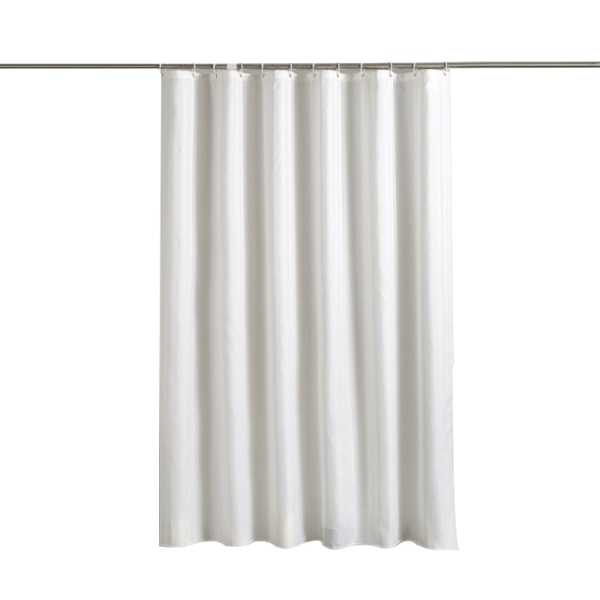 Ny duschdraperi vit polyester ogenomskinlig duschdraperi lämplig för badrumsbarriärer (150 bred * 200 hög CM)