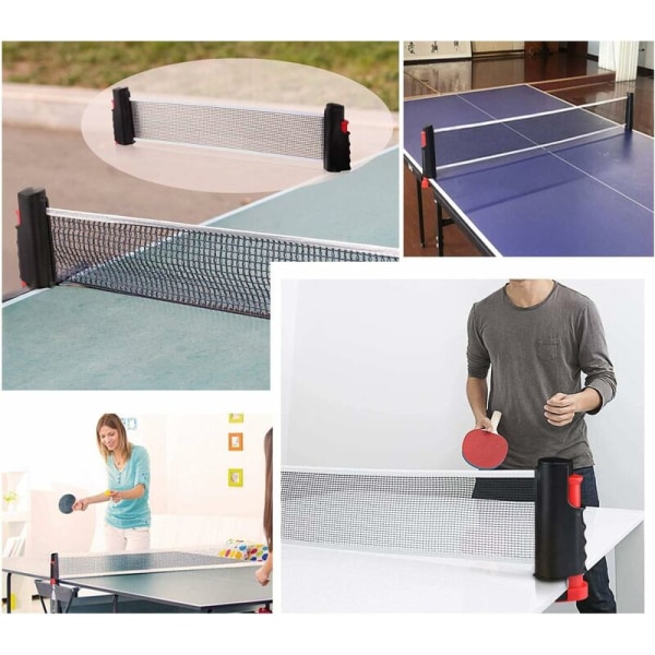 Utfällbart Pingisnät, Bärbart Bordtennisnätstativ, Perfekt för Pingisbord, Skrivbord, Matbord, Justerbar Längd 190CM