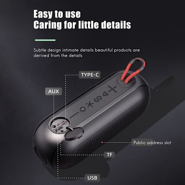 20W Bärbar Bluetooth-högtalare Subwoofer Ljudlåda med Vattentät LED-ljusfunktion för Kontor Utomhus Hemspelare
