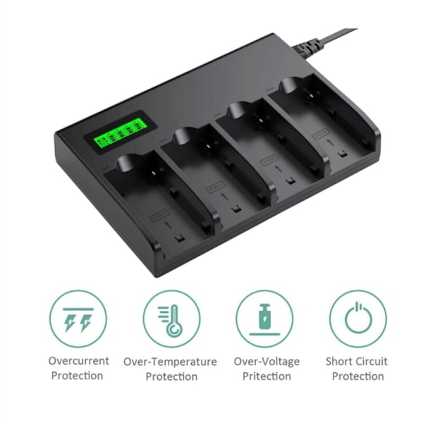 4-kanals batteriladdare med LCD-display för NP-F970, NP-F960, NP-F770, NP-F750, NP-F570 kamera, EU-kontakt