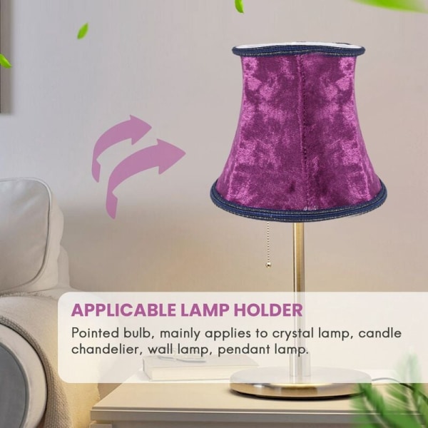 Stoffklips på lampeskjerm, håndlaget E14 lampeskjerm for moderne europeisk stil vegglampe vegglampe, krystalllampe, stearinlyslampe, bordlampe med blå flanell