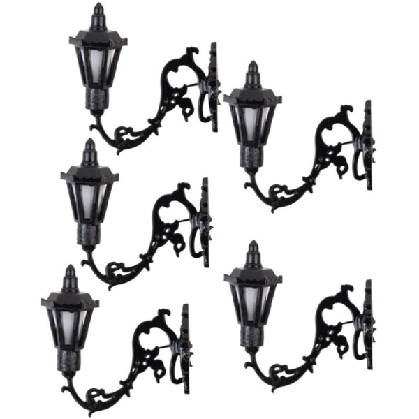 1/87 Skala Model Væglampe Varm Gul Svane Lamper Gadelampe Jernlamper, Sort