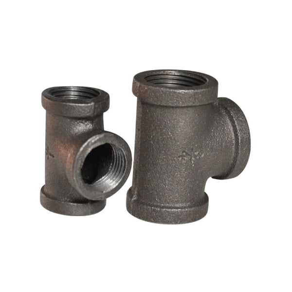 1/2'' Lige T-stykke 3 Smedejern Rør Sort Rør Fittings Hun Rørforbindelse - 1/2 Tomme，DN15（2 stk）