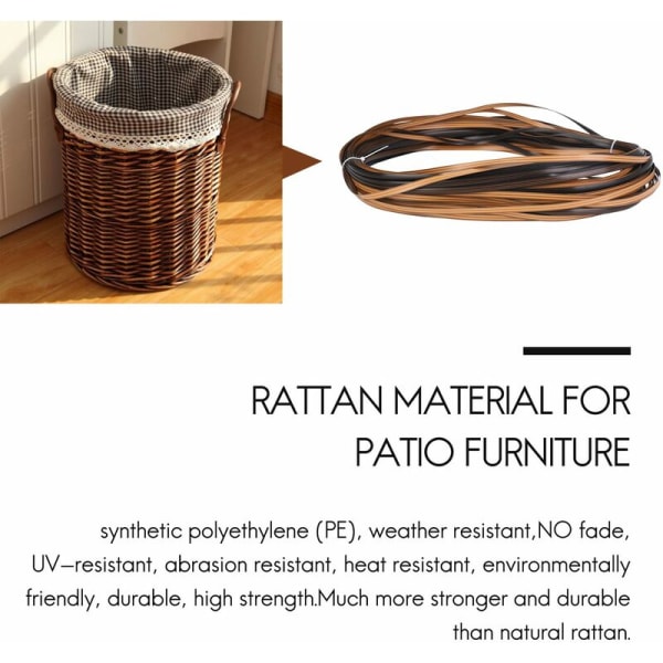 Fletmateriale af rattan til gør-det-selv og reparation af havemøbler, holdbar plastfletkurv til have og udendørs
