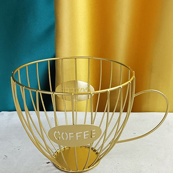 Kaffe Frukt Kapsel Oppbevaringskurv Kaffe Podd Koppholder og Organizer for Cafe Hotell Gull