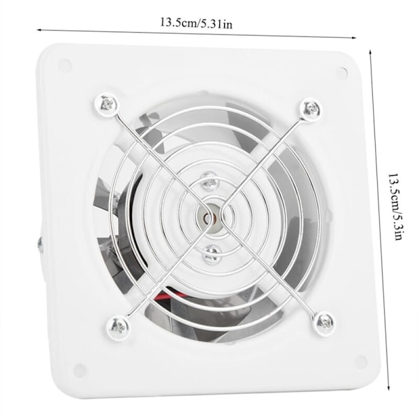 25W 220V Hvid Luftudsug, 140m³/H Høj Effekt og Stille Væghængt Ventilator, Væghængt Udsugningsventilator til Hjem, Badeværelse, Køkken, Garage