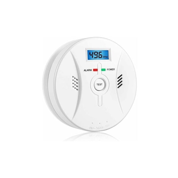 Kulmonoxiddetektor - CO Alarm - Kulmonoxidalarm - LCD Display - 85DB Høj Alarm - Testskift
