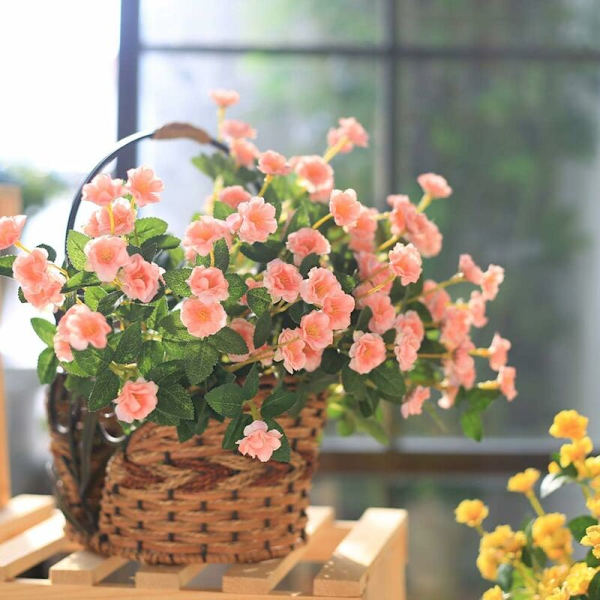 Kunstige Små Rose Vildblomster Falske Udendørs Blomsterbuket Silke Blomster Indendørs Udendørs Hængende Plante Hjem Køkken Kontor Bryllup Have Dekoration 3