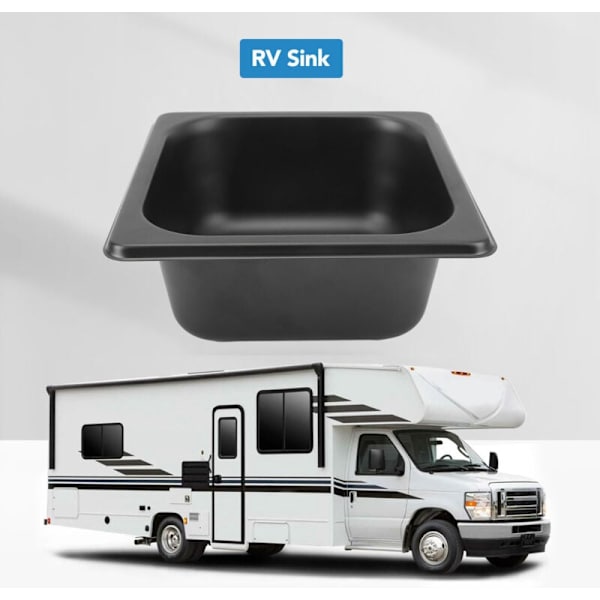 175, 160, 70 mm, 304 rostfritt stål RV-handfat, svartpläterad stång, för båt, husvagn, husbil