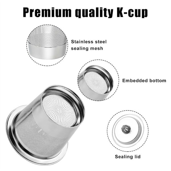 Genanvendelige K-Kopper Kaffe Filter af Rustfrit Stål Genanvendelige Podfiltre til 1.0, 2.0