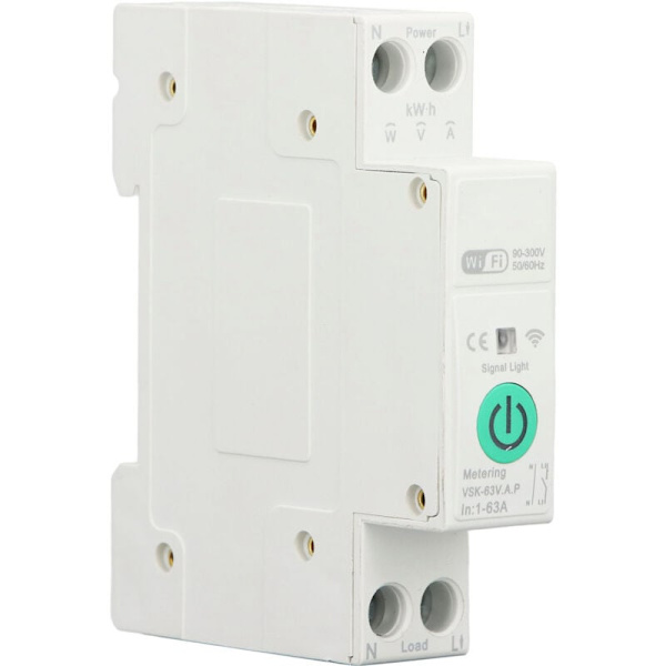 Smart WiFi-afbryder med over- og undervoltbeskyttelse, fjernbetjening, APP-switch, 63A 90-300V