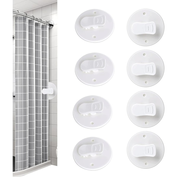 Duschdraperiklämmor, 8-pack väggmonterade duschdraperiklämmor med vattentät anordning Självhäftande duschdraperi Viktklämmor för duschhängande C