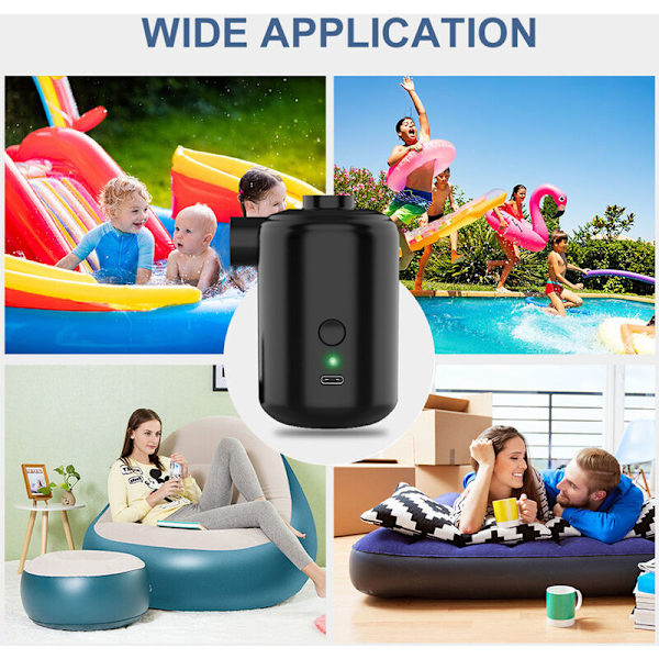 Elektrisk luftpumpe 5V 3600MAh USB TPY-C ladepumpe utendørs vakuumpumpe bærbar utendørs ladepumpe