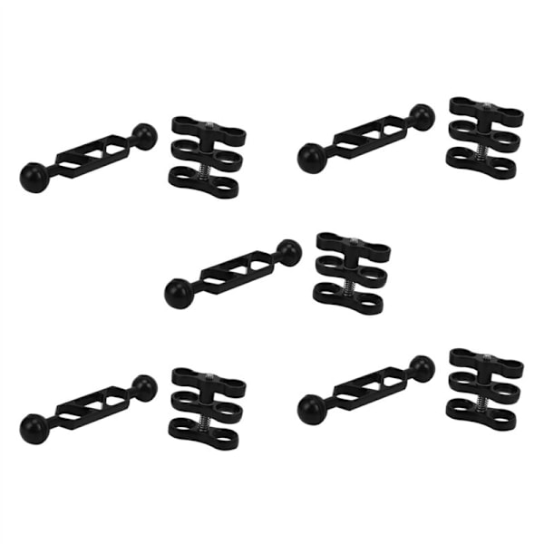 5X Aluminium Legering Dykkeudstyr Dykke Lys Dobbelt Kugleled Arm og 5 Klips Butterfly