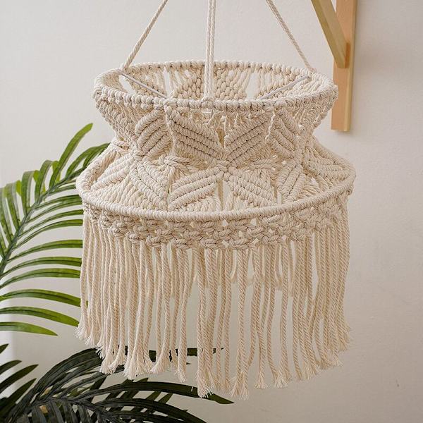 Håndstrikket Lampeklokke, Loftlampe Skærm, Boho Makramé Lampeklokke Lanterne til Stue Soveværelse Dekoration