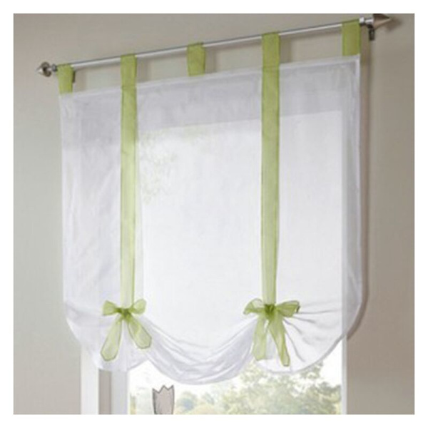 1 stk. Romersk Gardin Sød Knude Siddende Soveværelse Stil Broderet Voile Vindue - Rød - 80cmx140cm