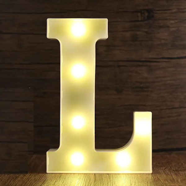 LED-bokstavslampor Alfabetisk lampa Belysning Upplyst lampa Nattlampor Dekoration för födelsedag Bröllop Alla hjärtans dag (L)