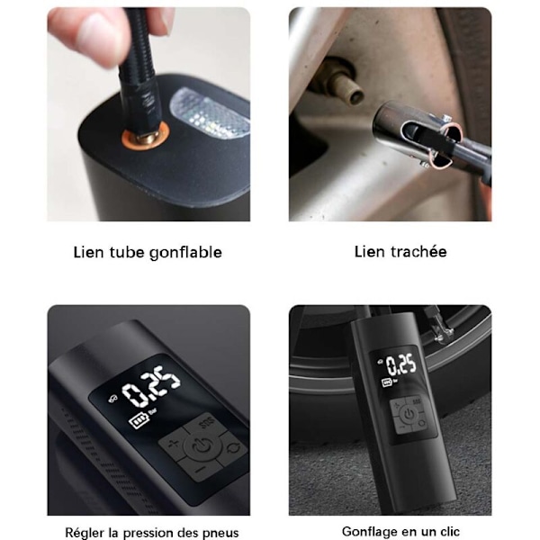 Kannettava Ilmakompressori, 6000mAh Mini Sähköinen Ilmapumppu, 150PSI Sähköinen Pyöräpumppu, Kompressori LED-Diginäytöllä ja USB C -Portilla Moottoripyörälle