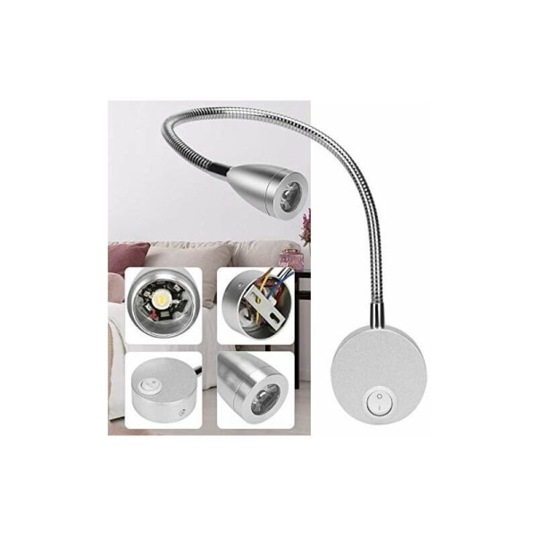 Sänglampa 2 Ljus LED Läslampa Svanhalslampa 3W, 3000K Varmvit Läslampa--