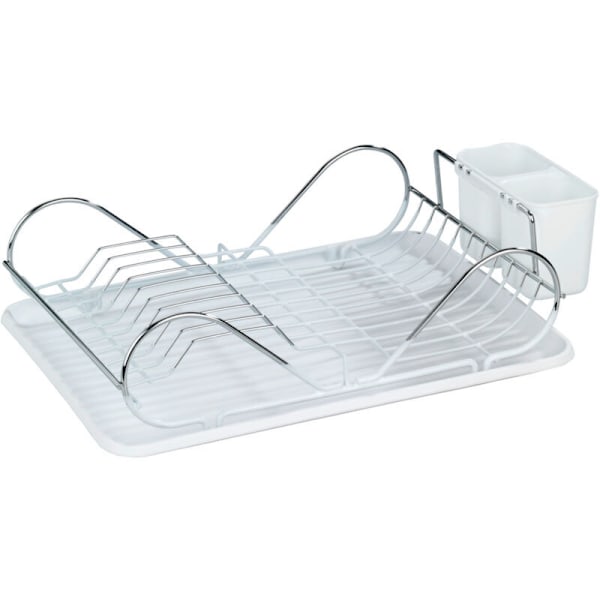 Candyse Oppvaskstativ Rent Hvit, Kjøkkenstativ med Avtakbar Skuff, Metall - Plast, 48x12x32 cm, Blank - Hvit-