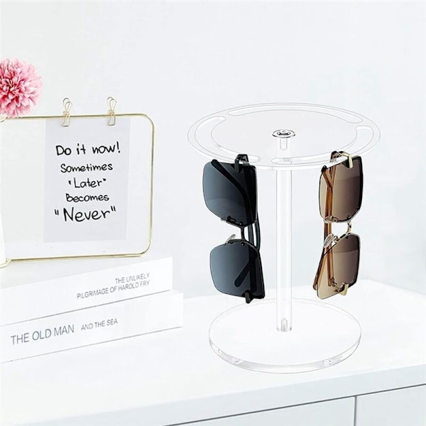 Solbrille Organiser 360° Roterende Stativ Akryl Display Bord Klar Udsigt (Klar)