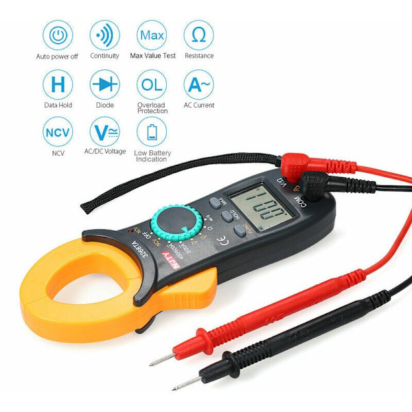 Digitalt tangamperemeter, automatisk rækkevidde, 2000 tællinger - kapacitans kontinuitet hørbar, multimeter, pen tester, tangamperemeter--