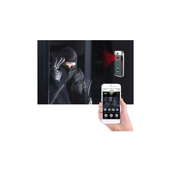 Video dørtelefon med dørklokke, smartkamera, trådløs, HD 1080P, bevegelsesdeteksjon, toveiskommunikasjon, appkontroll, Onshop