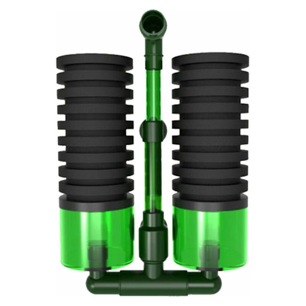 Livsakvariumfilter inneholder 2 svamper, 1 svampfilterholder, 2 sugekopper og 2 mediabokser, dobbelt akvariumsvamp luftpumpfilter egnet